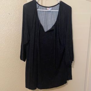 LuLaRoe Debra 2XL, Black with heathered blue